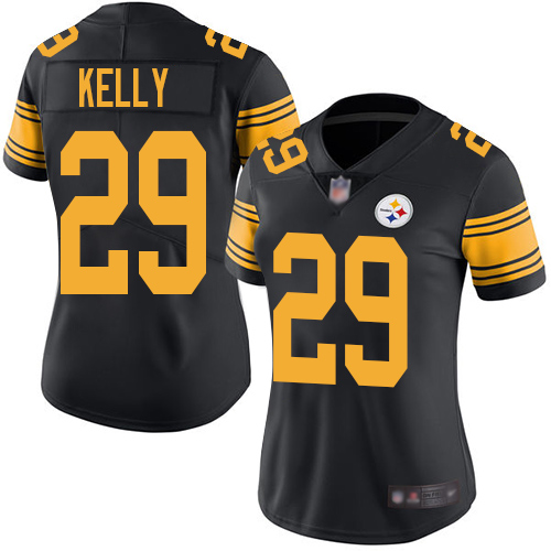 Women Pittsburgh Steelers Football #29 Limited Black Kam Kelly Rush Vapor Untouchable Nike NFL Jersey->women nfl jersey->Women Jersey